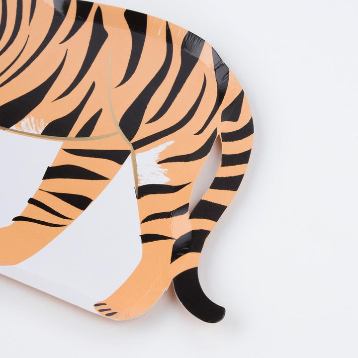 Tiger Party Plates x 8 - Jungle Party Supplies Meri Meri party plates Tiger Party Plates x 8