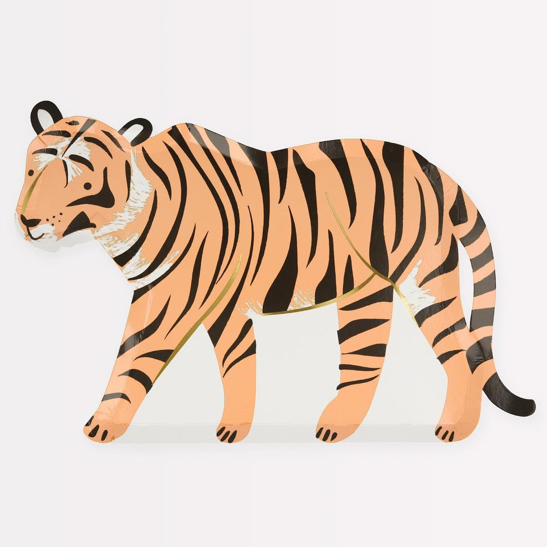 Tiger Party Plates x 8 - Jungle Party Supplies Meri Meri party plates Tiger Party Plates x 8