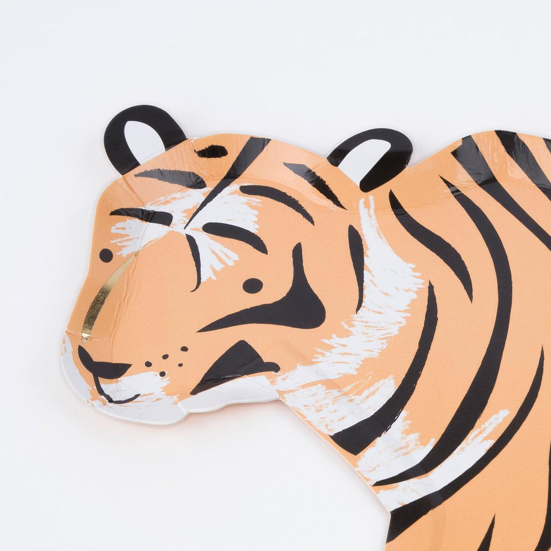 Tiger Party Plates x 8 - Jungle Party Supplies Meri Meri party plates Tiger Party Plates x 8