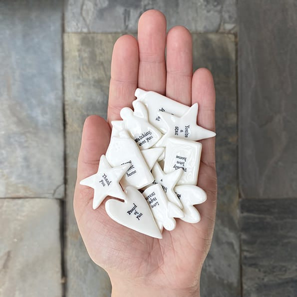 Tiny Porcelain Star Token, Merry Christmas | East of India gift East of India Tiny Porcelain Star Token - Merry Christmas