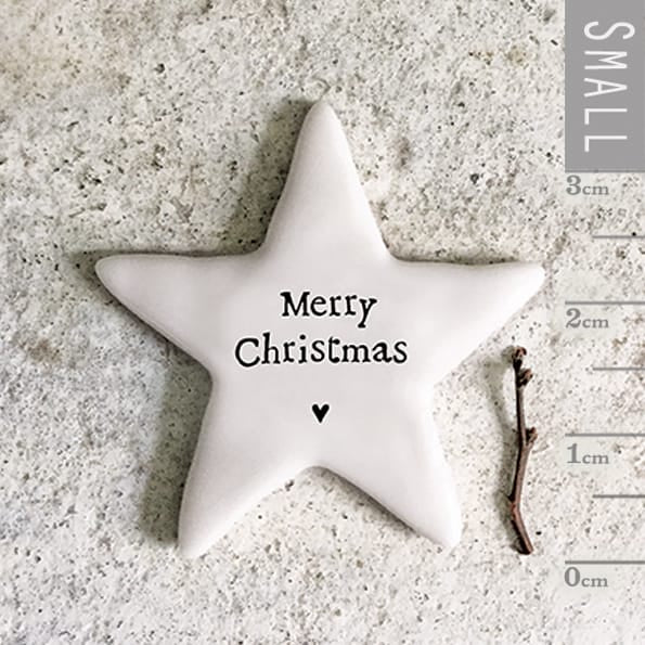 Tiny Porcelain Star Token, Merry Christmas | East of India gift East of India Tiny Porcelain Star Token - Merry Christmas