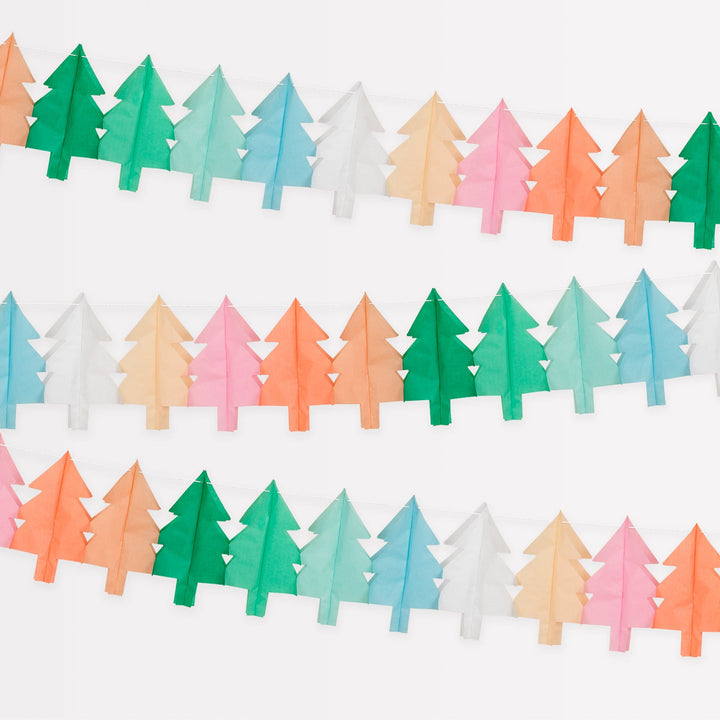 Tissue Paper Christmas Tree Garland Set | Meri Meri Christmas Garlands Bunting Tissue Paper Christmas Tree Garland Set