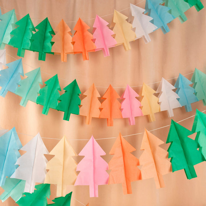 Tissue Paper Christmas Tree Garland Set | Meri Meri Christmas Garlands Bunting Tissue Paper Christmas Tree Garland Set