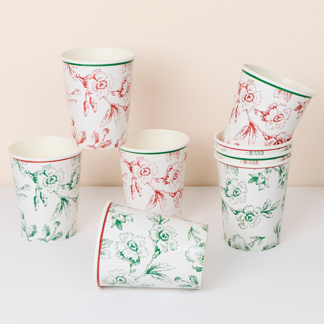 Toile De Jouy Christmas Party Cups x 8 | Meri Meri Christmas Table party cups Toile De Jouy Christmas Party Cups x 8