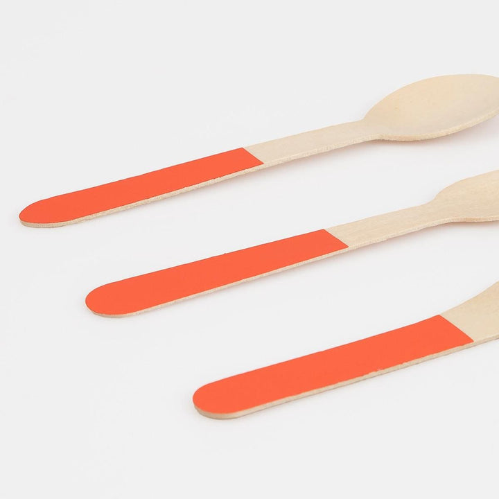Tomato Red Wooden Party Cutlery Set x 24 | Meri Meri Party Cutlery Tomato Red Wooden Party Cutlery Set x 24
