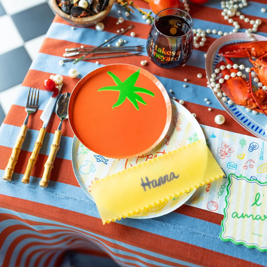Tomato Shaped Party Plates x 8 - Italian Theme Party Supplies Disposable Plates Tomato Shaped Party Plates x 8