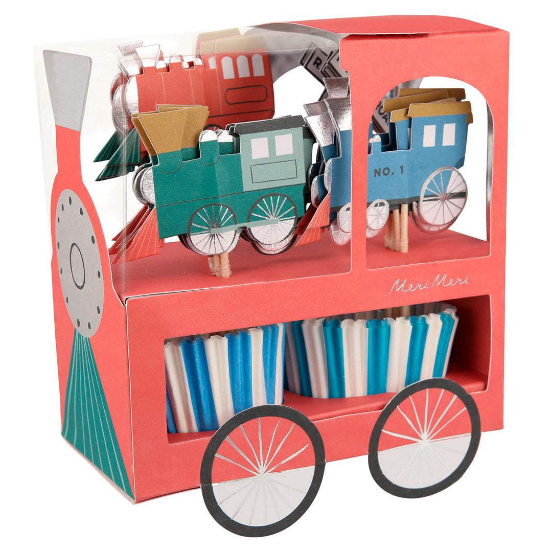 Train Cupcake Kit x 24 | Meri Meri Transport Party Cake Decorating Supplies Train Cupcake Kit x 24