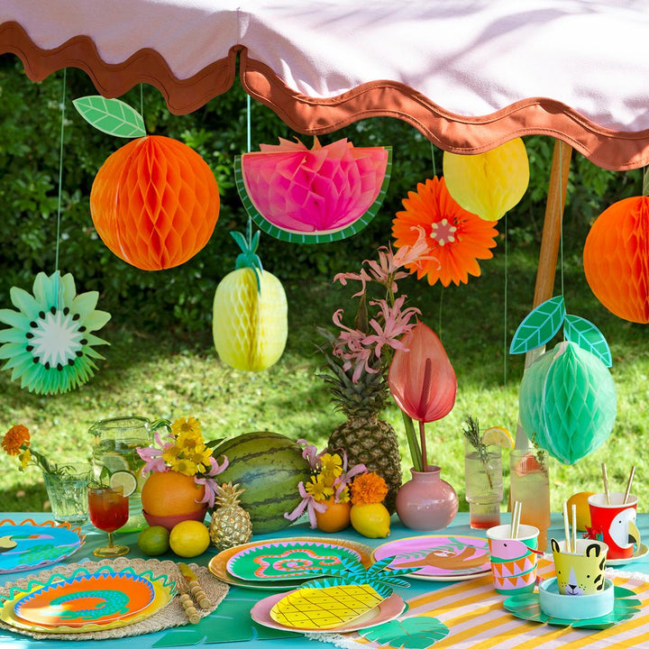 Tropical Fruit Honeycomb x 7 | Meri Meri | Little Big Party Party Decorations Tropical Fruit Honeycomb Party Decorations x 7