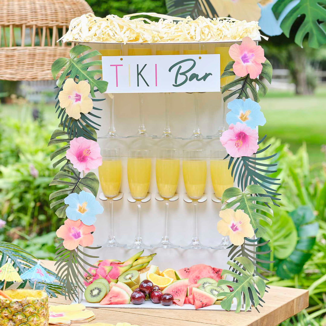 Tropical Party - Hawaiian Tiki Bar Drinks Stand with Grazing Board grazing bar Hawaiian Tiki Bar Drinks Stand with Grazing Board