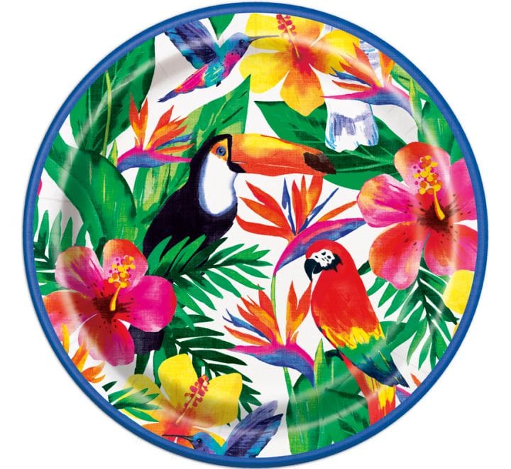 party plate Tropical Party Palm Leaf Large Plates x 8