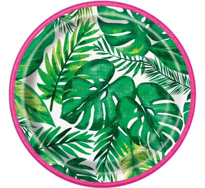 party cup Tropical Party Palm Leaf Small Plates x 8