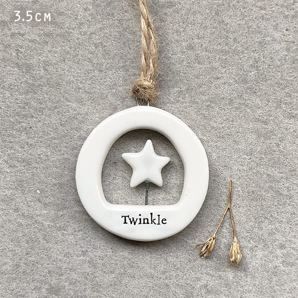 Twinkle Cut Out Porcelain Hanging Decoration | East of India Hanging Decoration East of India Cut Out Porcelain Hanging Decoration - Twinkle