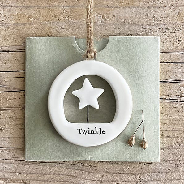 Twinkle Cut Out Porcelain Hanging Decoration | East of India Hanging Decoration East of India Cut Out Porcelain Hanging Decoration - Twinkle