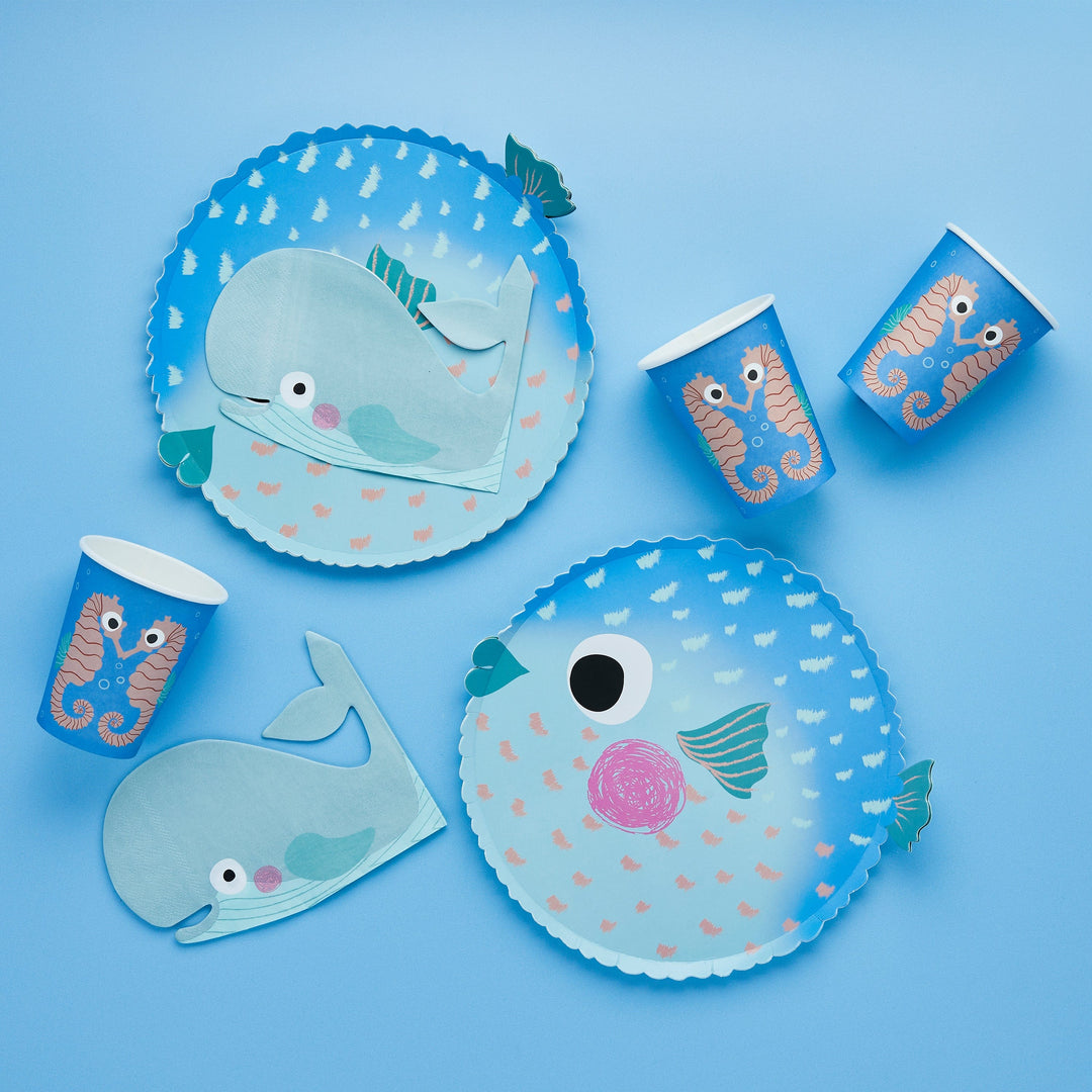 Under The Sea Party Supplies - Puffer Fish Party Plates x 8 Disposable Plates Puffer Fish Party Plates x 8
