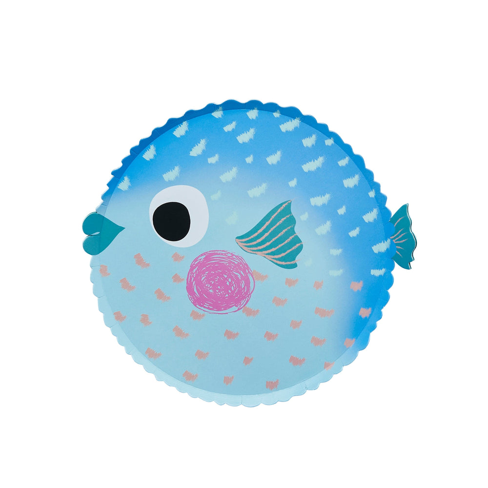 Under The Sea Party Supplies - Puffer Fish Party Plates x 8 Disposable Plates Puffer Fish Party Plates x 8