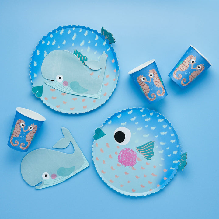 Under The Sea Party Supplies - Seahorse Party Cups x 8 Disposable Cups Seahorse Party Cups x 8