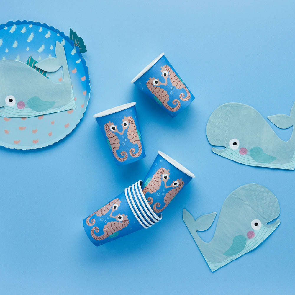 Under The Sea Party Supplies - Seahorse Party Cups x 8 Disposable Cups Seahorse Party Cups x 8