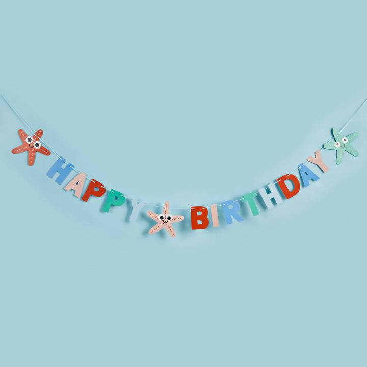 Under The Sea Party Supplies - Starfish Happy Birthday Banner - 2m Bunting Starfish Happy Birthday Banner - 2m