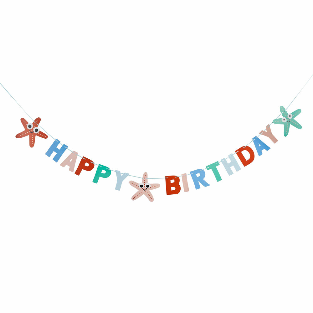 Under The Sea Party Supplies - Starfish Happy Birthday Banner - 2m Bunting Starfish Happy Birthday Banner - 2m