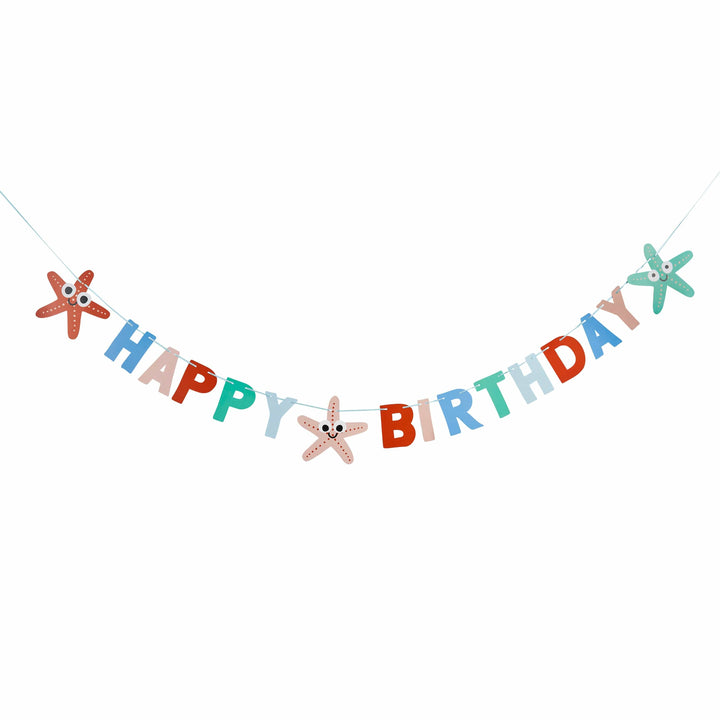 Under The Sea Party Supplies - Starfish Happy Birthday Banner - 2m Bunting Starfish Happy Birthday Banner - 2m