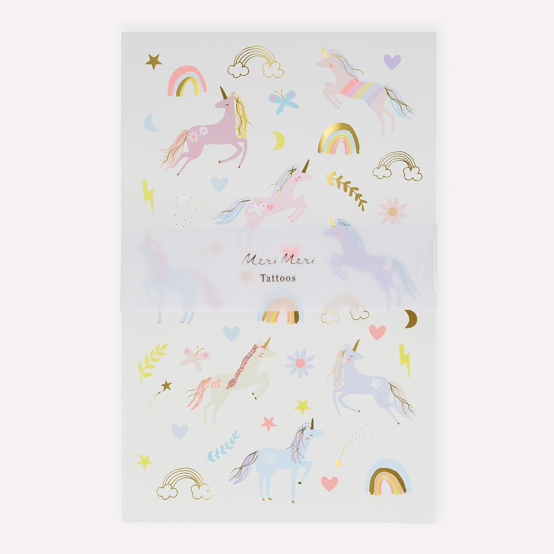 Unicorn Large Temporary Tattoo Sheets x 2 | Meri Meri temporary tattoos Unicorn Large Temporary Tattoo Sheets x 2