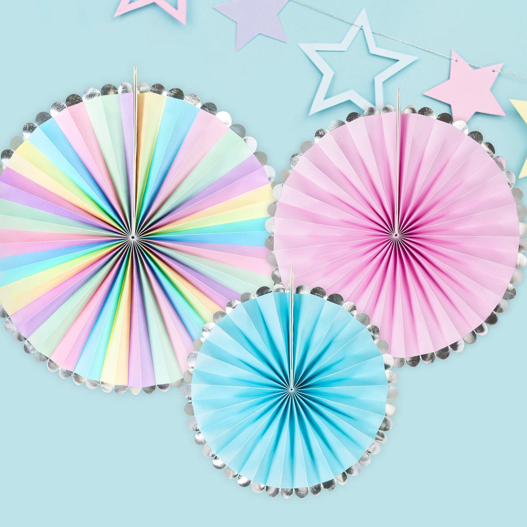 Unicorn Party Fan Decorations x 3 - Unicorn Birthday Decorations Paper Fans Unicorn Party Fan Decorations x 3
