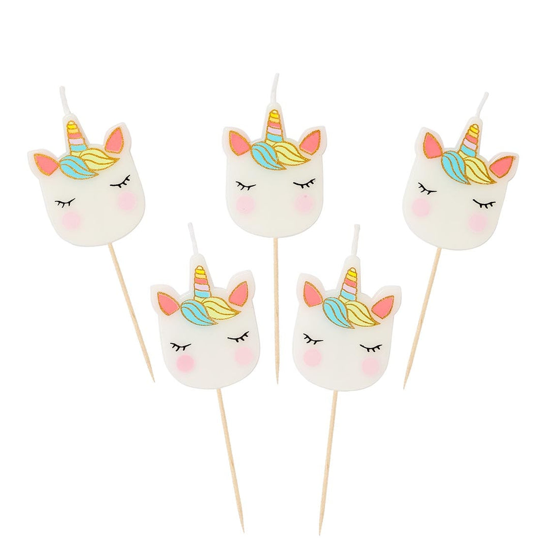 Unicorn Party - Unicorn Birthday Cake Candles x 5 Birthday Candles Unicorn Birthday Cake Candles x 5