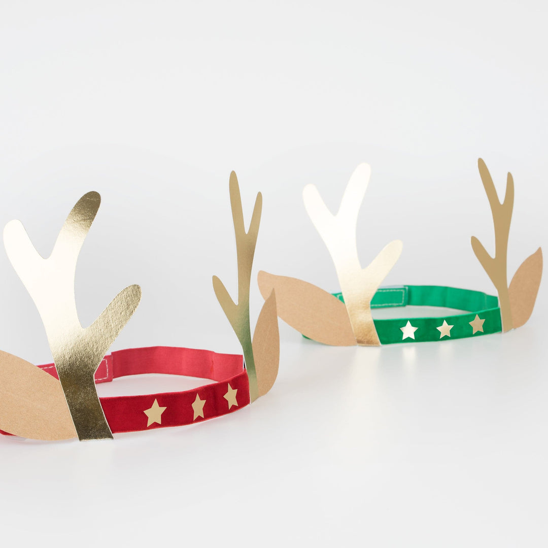 Velvet Antler Christmas Party Headbands x 8 | Meri Meri Christmas Party Party Hats Velvet Antler Christmas Party Headbands x 8