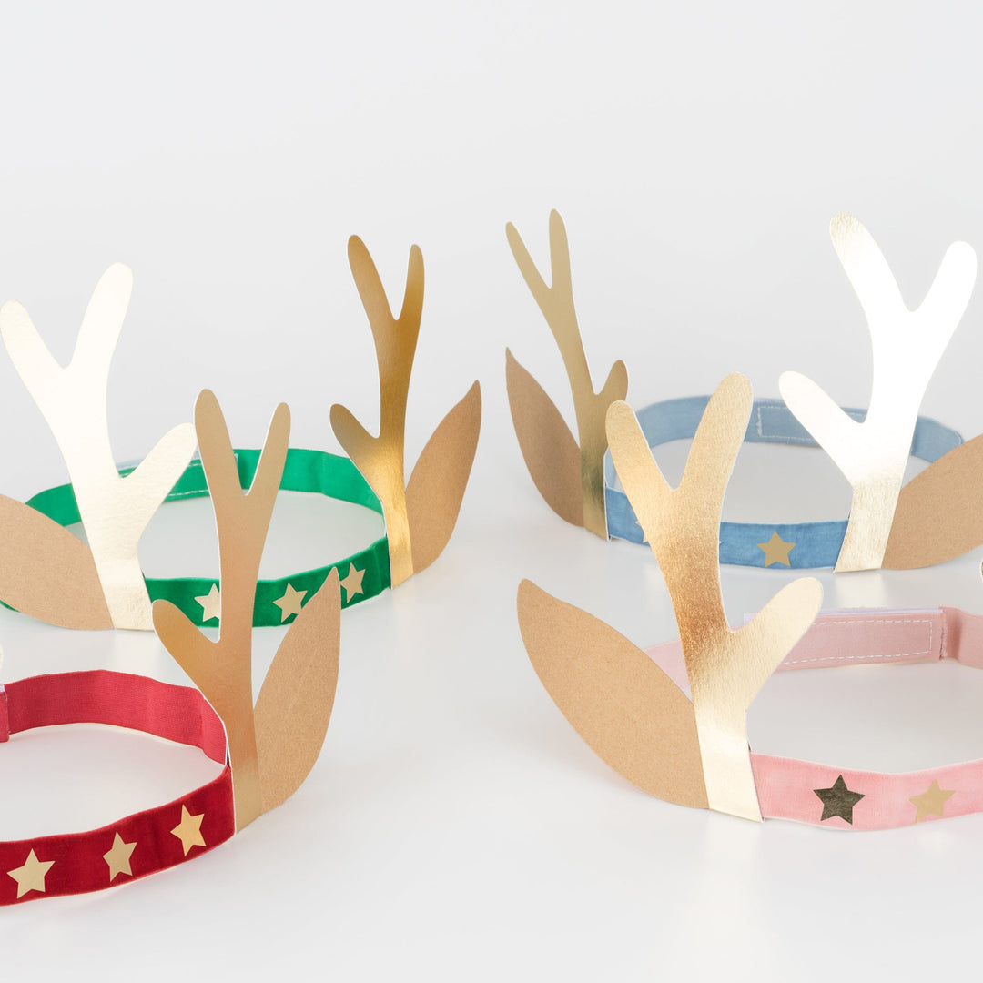 Velvet Antler Christmas Party Headbands x 8 | Meri Meri Christmas Party Party Hats Velvet Antler Christmas Party Headbands x 8