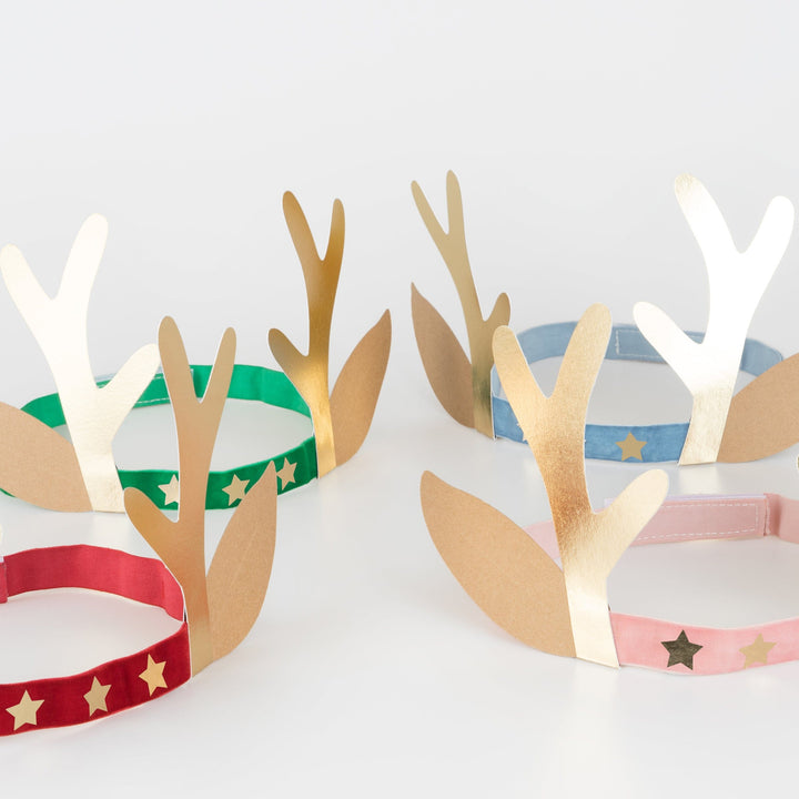 Velvet Antler Christmas Party Headbands x 8 | Meri Meri Christmas Party Party Hats Velvet Antler Christmas Party Headbands x 8