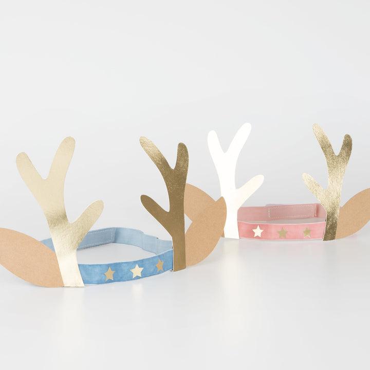 Velvet Antler Christmas Party Headbands x 8 | Meri Meri Christmas Party Party Hats Velvet Antler Christmas Party Headbands x 8