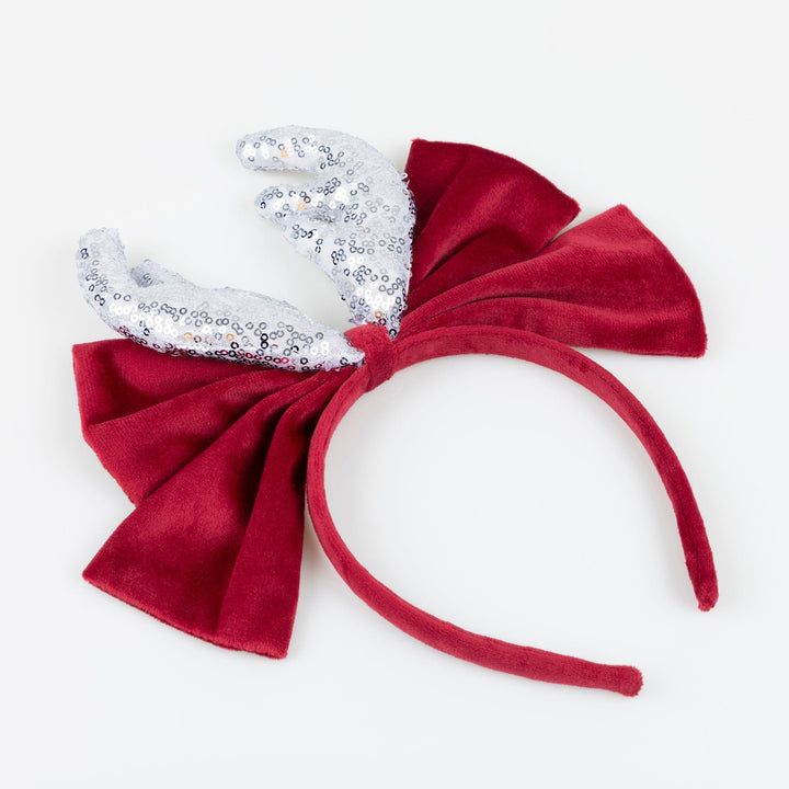 Velvet Bow Antlers Christmas Headband | Meri Meri Christmas Party Party Accessories Velvet Bow Antlers Christmas Headband