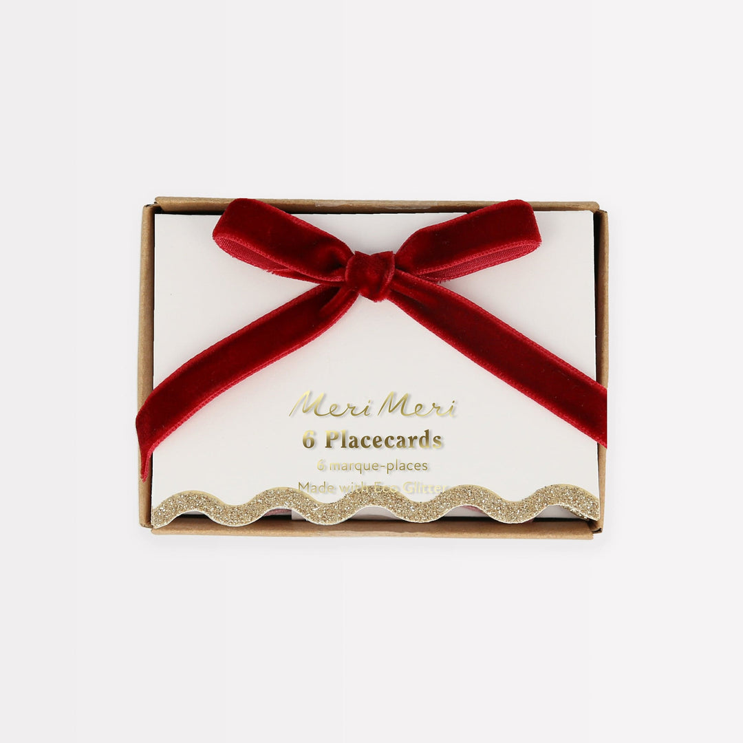 Velvet Bow Christmas Party Place Cards x 6 | Meri Meri Christmas Bows place cards Velvet Bow Christmas Party Place Cards x 6