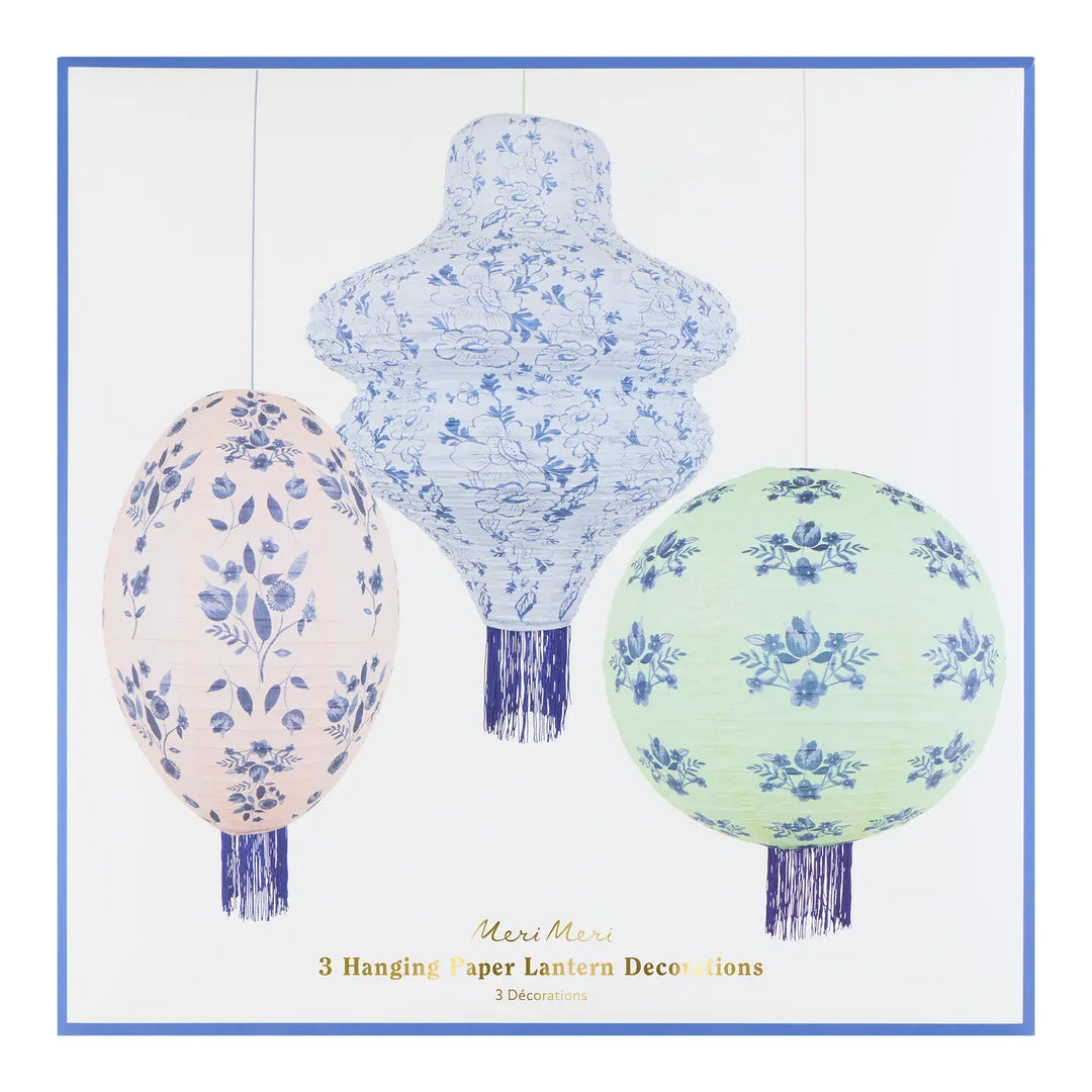 Vintage Botanical Lanterns x 3 | Meri Meri Hanging Lanterns Decorations Vintage Botanical Party Lanterns x 3