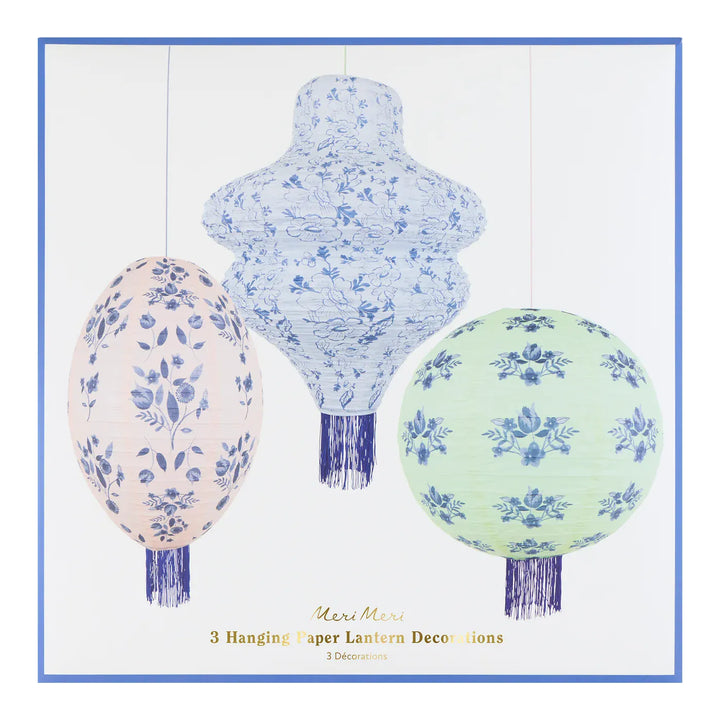 Vintage Botanical Lanterns x 3 | Meri Meri Hanging Lanterns Decorations Vintage Botanical Party Lanterns x 3