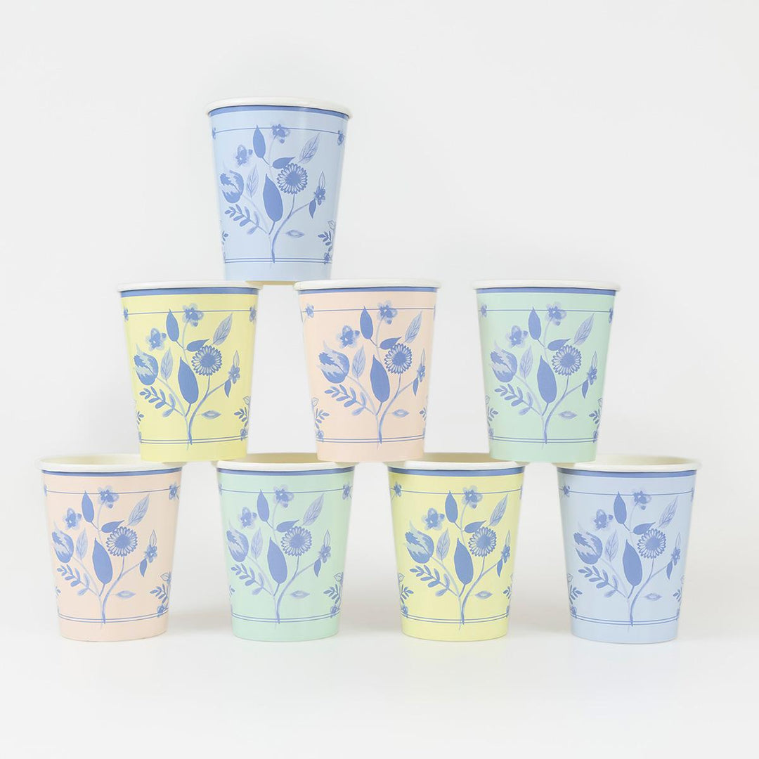 Vintage Botanical Party Cups x 8 | Meri Meri party cups Vintage Botanical Party Cups x 8