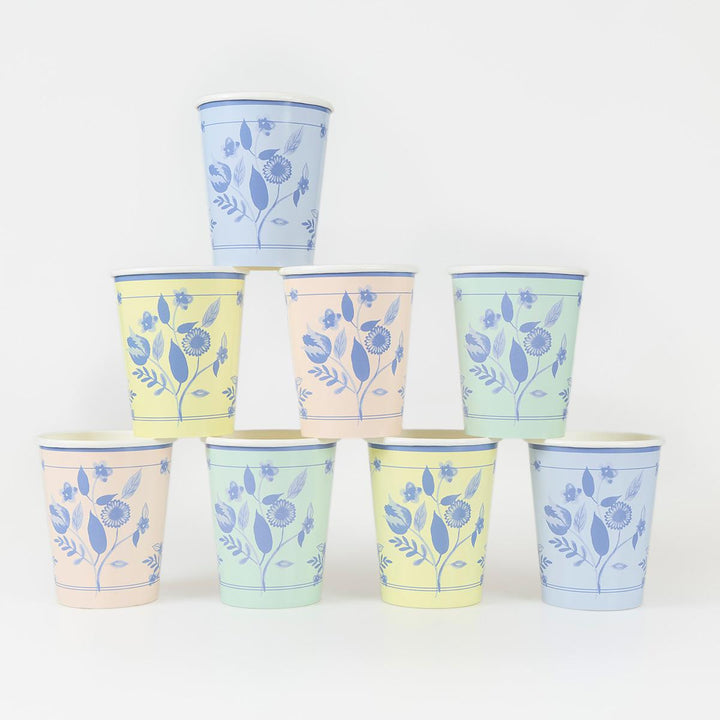 Vintage Botanical Party Cups x 8 | Meri Meri party cups Vintage Botanical Party Cups x 8