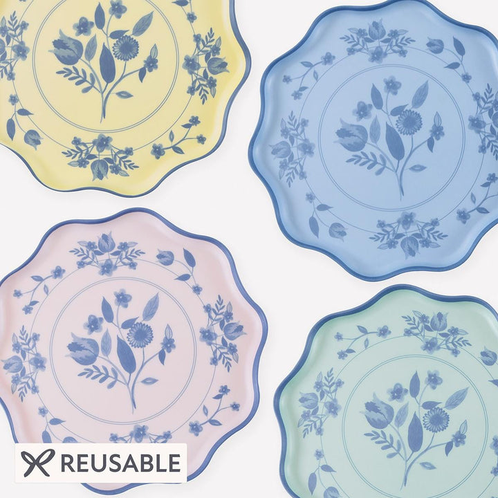 Vintage Botanical Reusable Large Party Plates x 4 | Meri Meri party plates Vintage Botanical Reusable Large Party Plates x 4