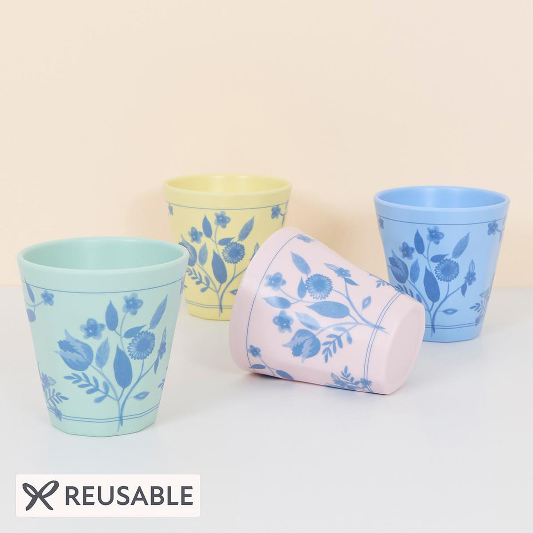 Vintage Botanical Reusable Party Cups x 4 | Meri Meri party cups Vintage Botanical Reusable Party Cups x 4