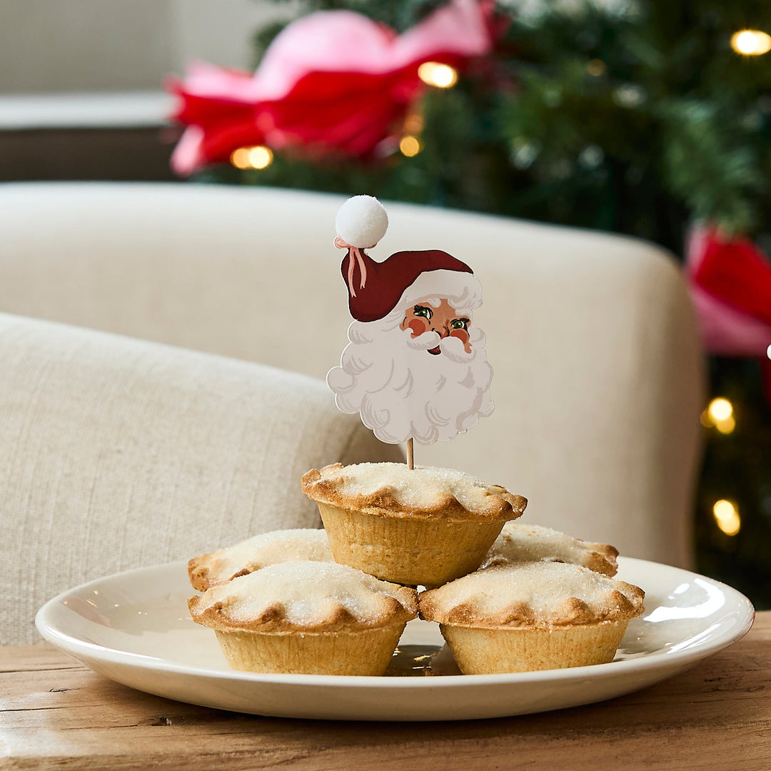 Vintage Santa Pom Pom Food Picks - Pack of 12 food pick Vintage Santa Pom Pom Food Picks - Pack of 12