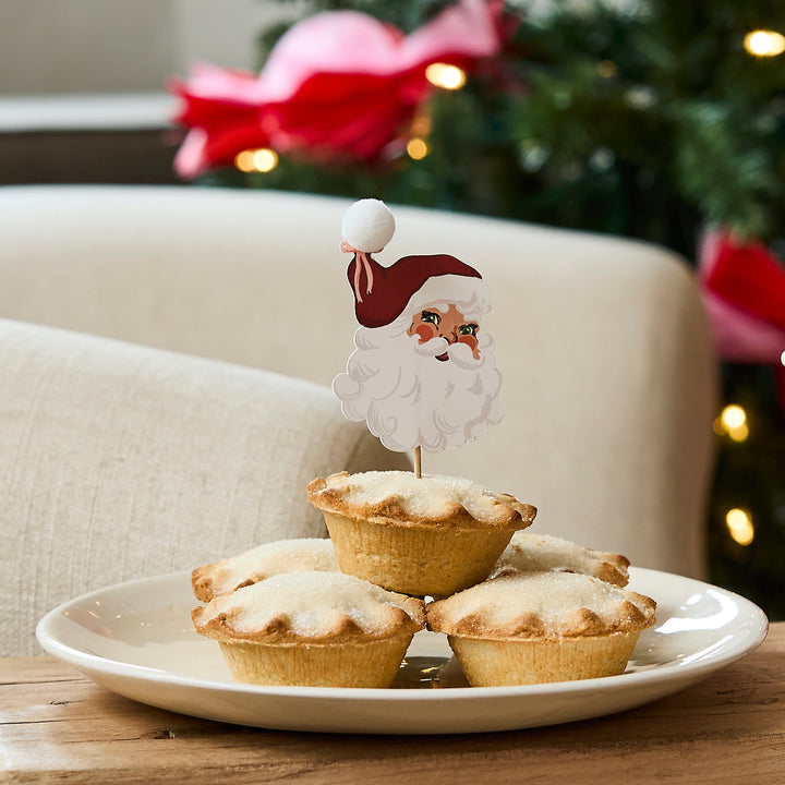 Vintage Santa Pom Pom Food Picks - Pack of 12 food pick Vintage Santa Pom Pom Food Picks - Pack of 12