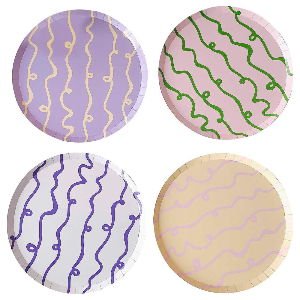 Wavy Pastel Paper Plates (pack of 8) - Pastel Birthday Party Disposable Plates Wavy Pastel Paper Plates (pack of 8)