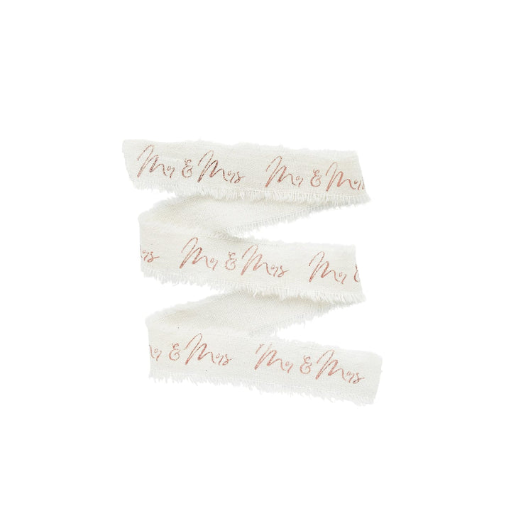 Wedding Ribbon - Mr & Mrs Cream & Rose Gold Cotton Ribbon  ribbon Mr & Mrs Cream & Rose Gold Cotton Ribbon
