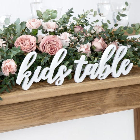 Wedding Table - Kids Table White Wooden Sign Party Supplies Kids Table White Wooden Sign