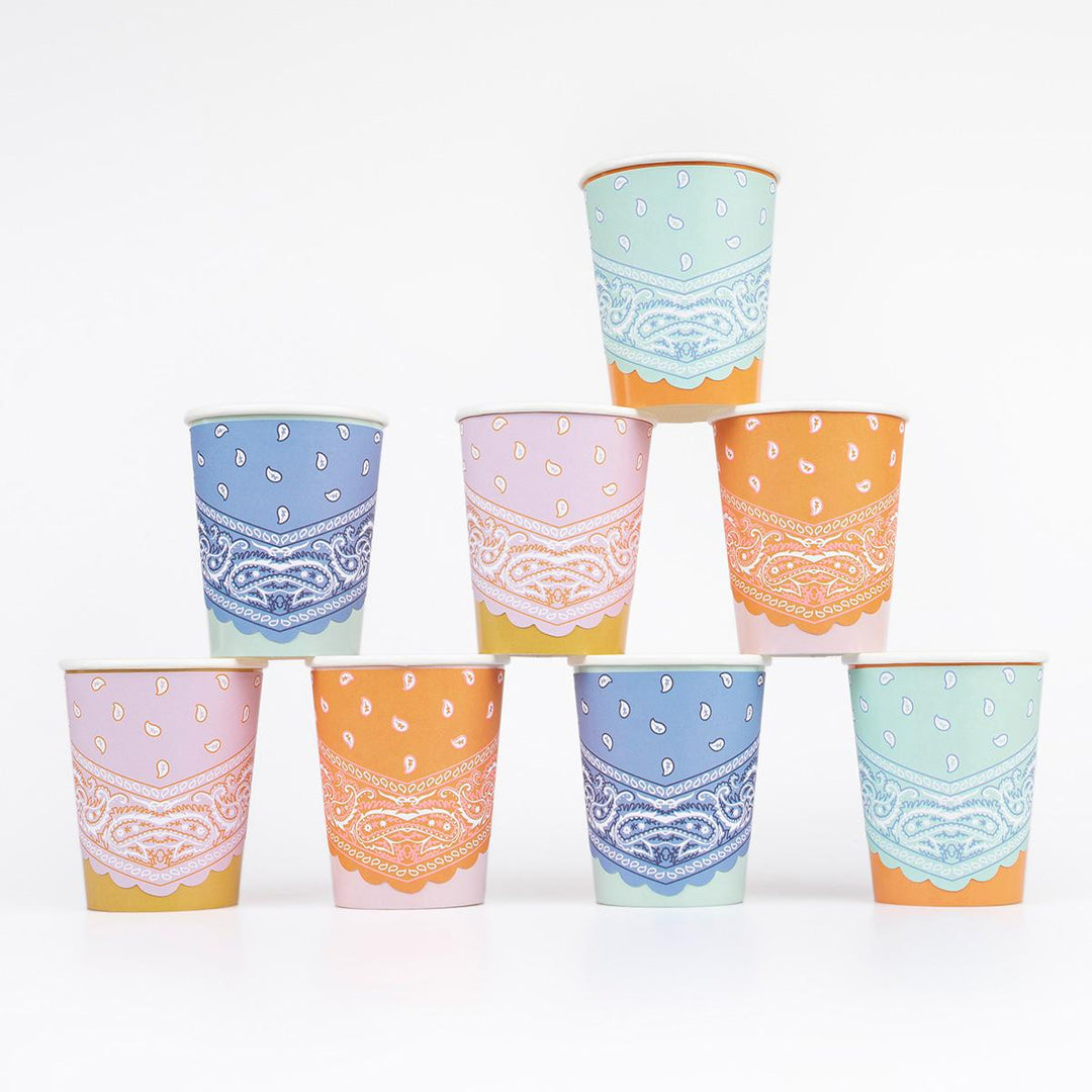 Western Bandana Cups x 8 | Party Tableware UK Cups Western Bandana Cups x 8