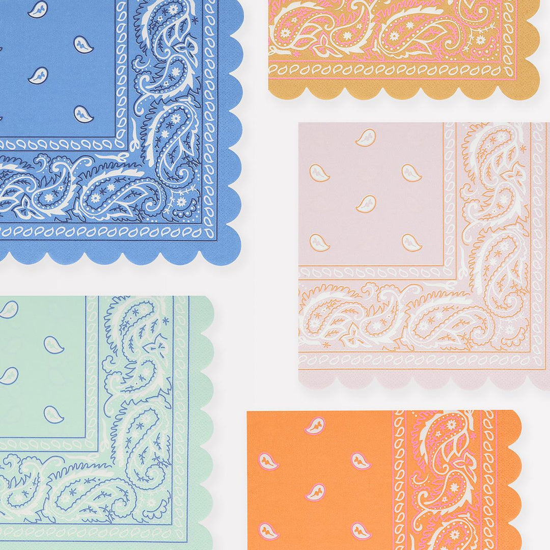 Western Bandana Large Napkins x 16 | Party Tableware UK Napkins Western Bandana Large Napkins x 16