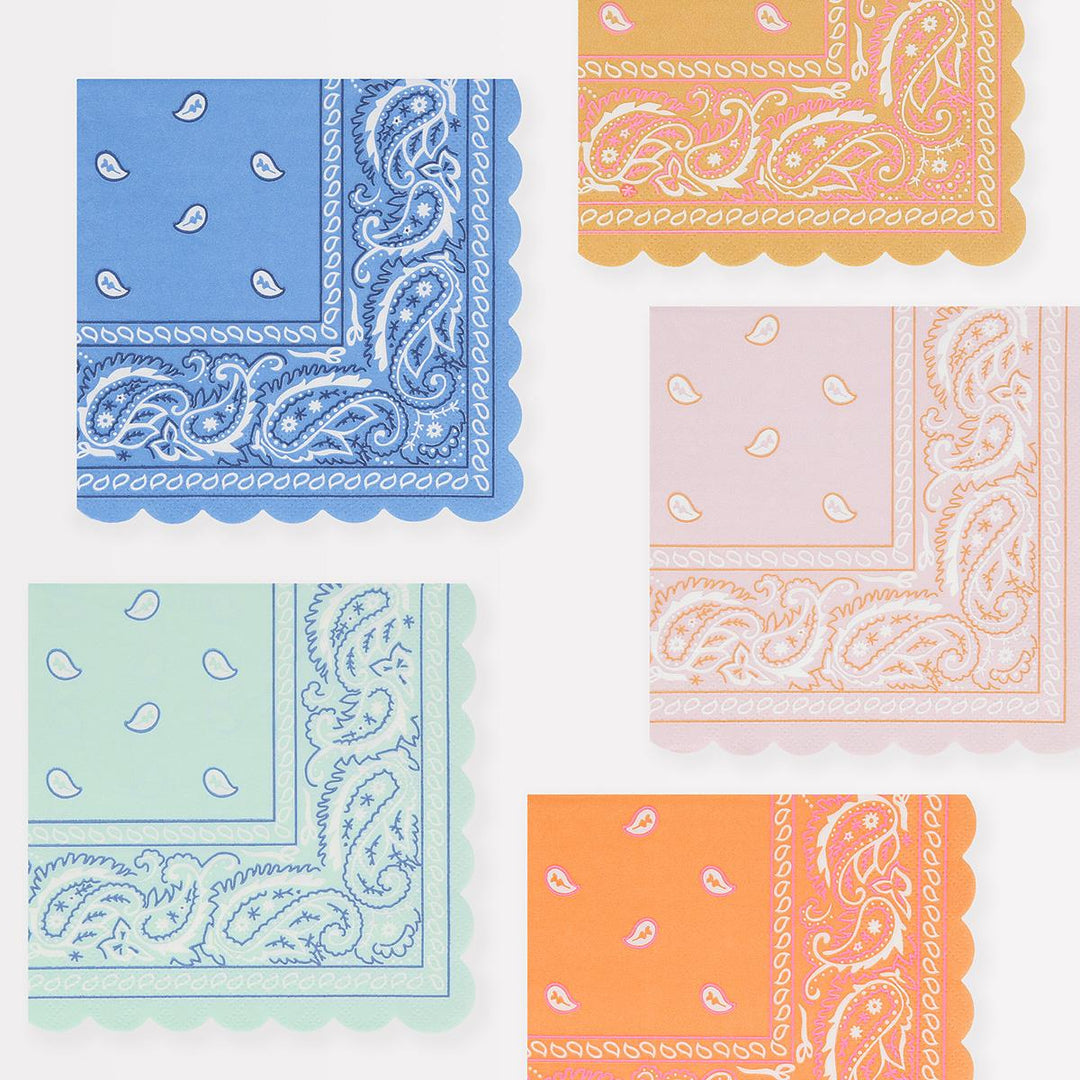 Western Bandana Small Napkins x 16 | Party Tableware UK Napkins Western Bandana Small Napkins x 16