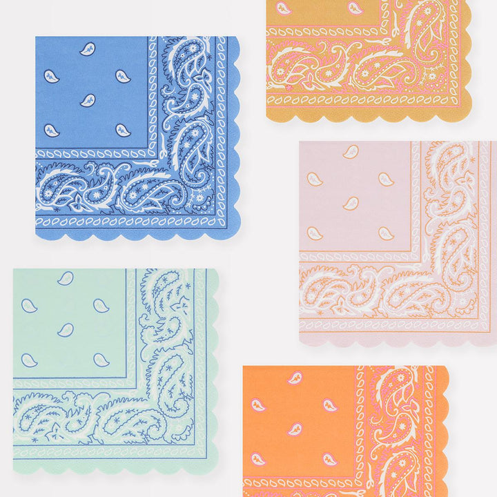 Western Bandana Small Napkins x 16 | Party Tableware UK Napkins Western Bandana Small Napkins x 16