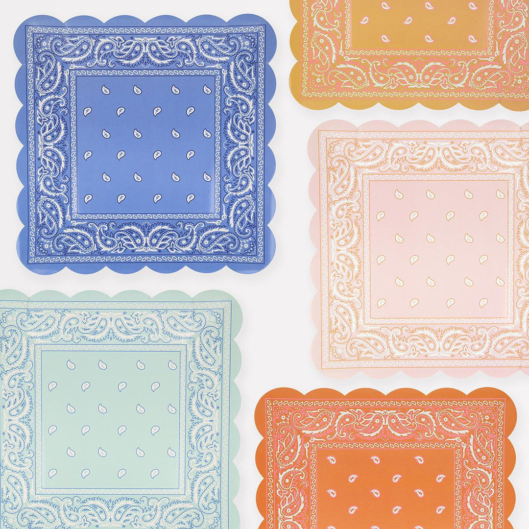Western Bandana Square Plates x 8 | Party Tableware UK Plates Western Bandana Square Plates x 8