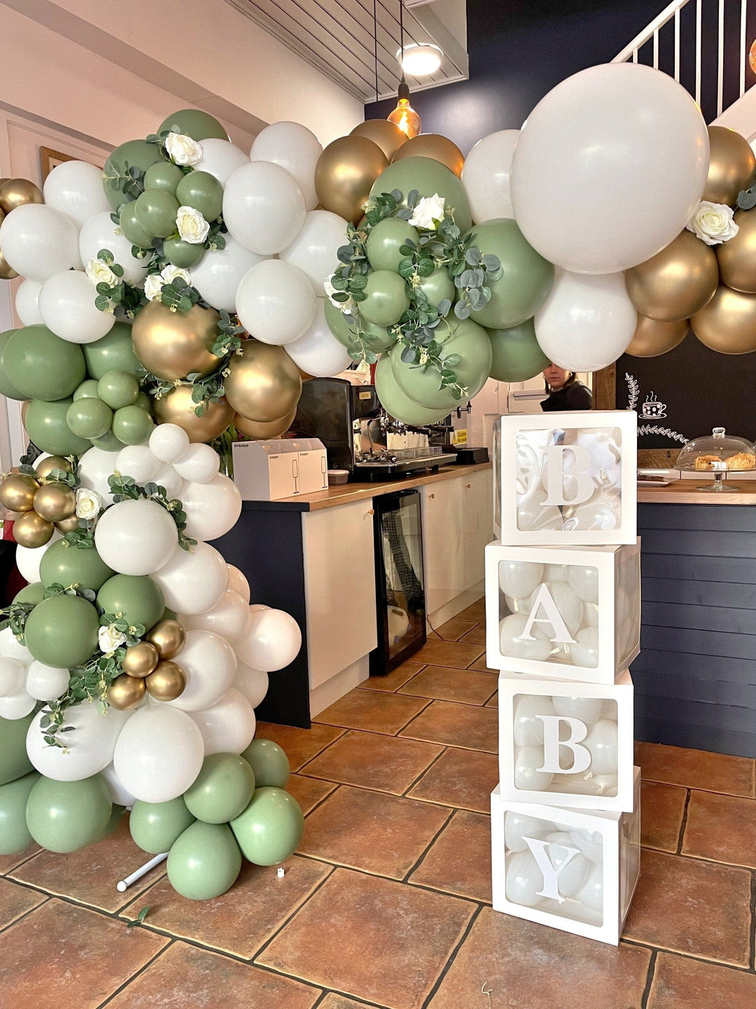 White Baby Shower Blocks Balloons White Baby Shower Blocks